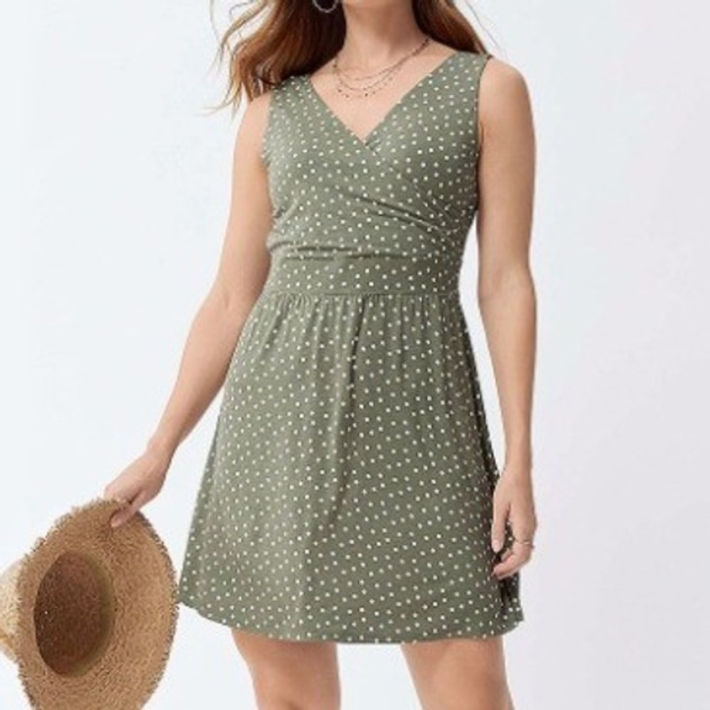 Polka Dot Green Wrap Midi Dress 0X Feminine Dainty Cottage Twee Preppy Summer